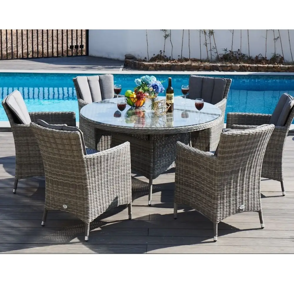 Oxford - 6 Seat Set With 135cm Round Table (Dark Grey) - Image 3