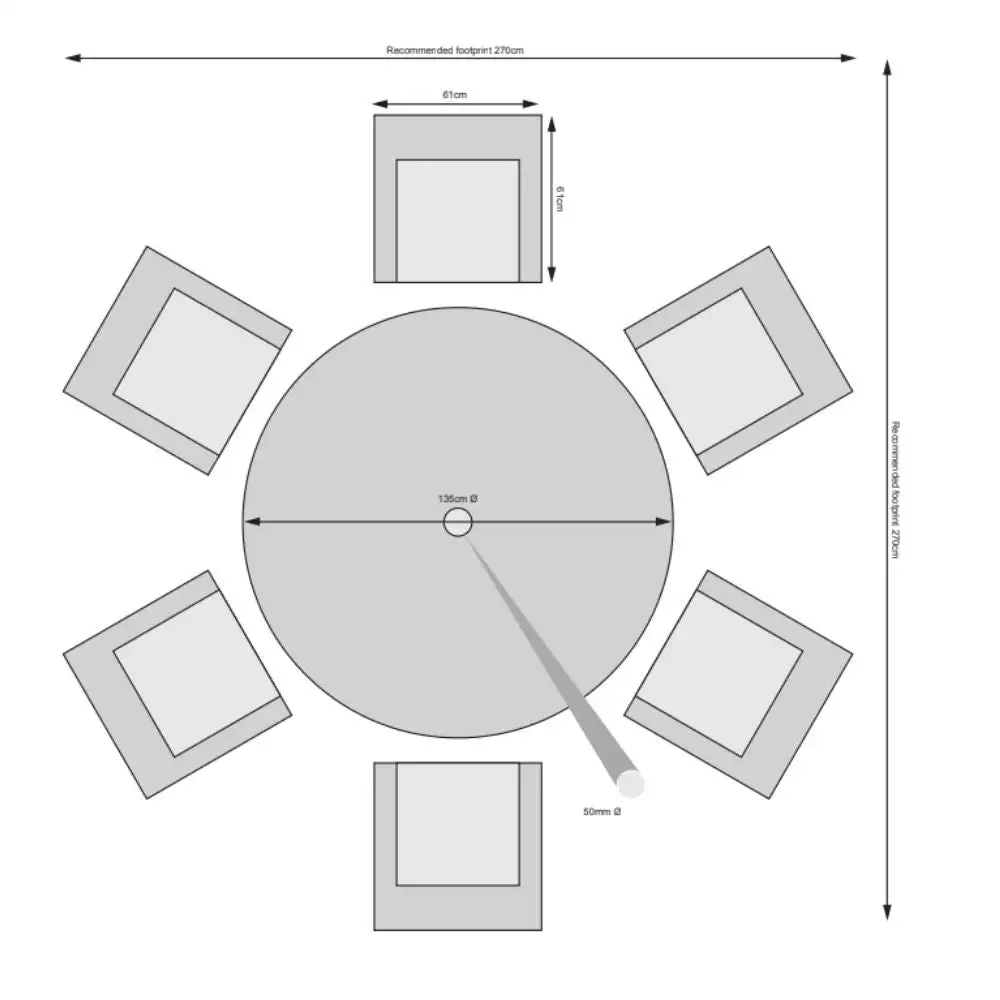 Oxford - 6 Seat Set With 135cm Round Table (Light Grey) - Image 3