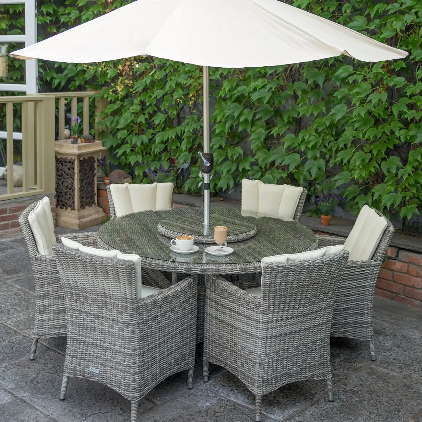 Oxford - 6 Seat Set With 135cm Round Table (Light Grey)