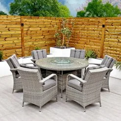 Havana - 6 Seat Set With 135cm Round Table (Light Grey)