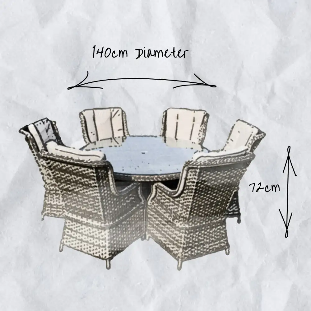 Hampton - 6 Seat Set With 135cm Round Table (Sand Colour Cushions) - Image 10