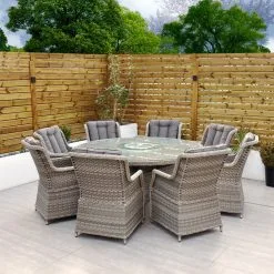 Bali - 8 Seat Set With 170cm Round Table (Grey)