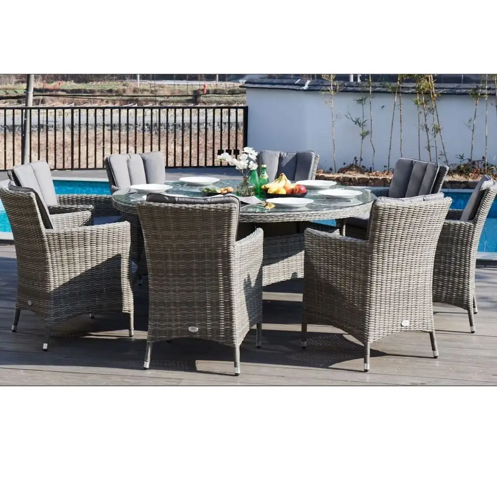 Oxford - 8 Seat Set With 170cm Round Table (Dark Grey)