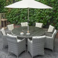 Oxford - 8 Seat Set With 170cm Round Table (Light Grey)