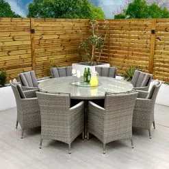 Cuba - 8 Seat Set With 170cm Round Table (Light Grey)