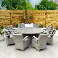 Havana - 8 Seat Set With 170cm Round Table (Light Grey)