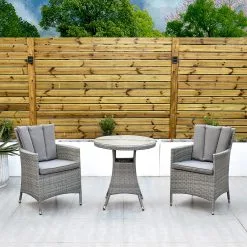Cuba - 2 Seat Set With 70cm Round Table Bistro (Light Grey)