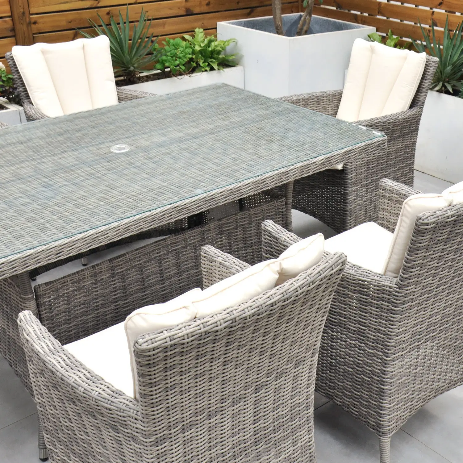 Oxford - 6 Seat Set With Rectangle Table (Grey) - Image 7