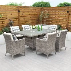 Oxford - 6 Seat Set With Rectangle Table (Grey)