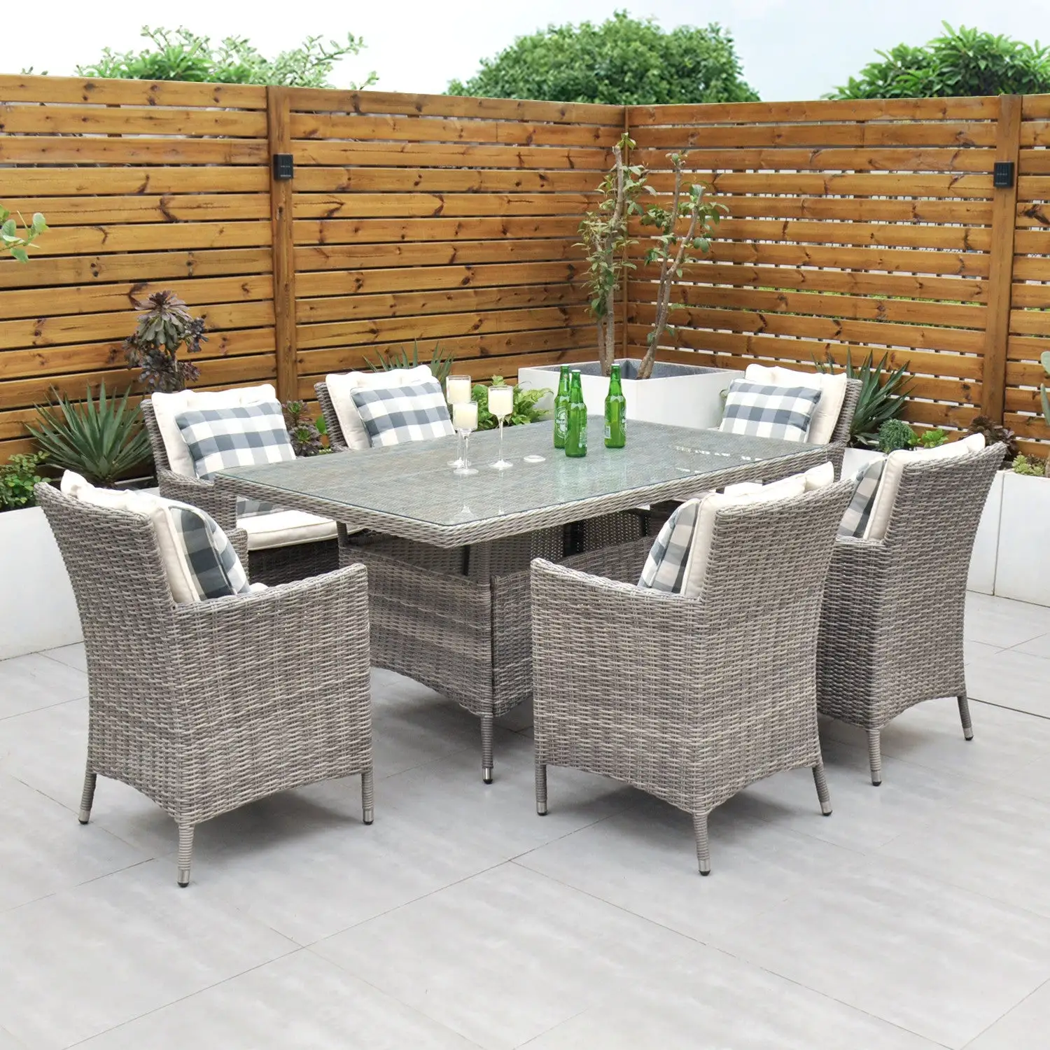 Oxford - 6 Seat Set With Rectangle Table (Grey)