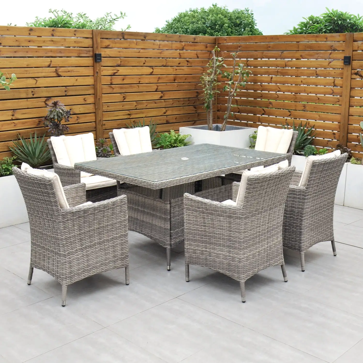 Oxford - 6 Seat Set With Rectangle Table (Grey) - Image 12