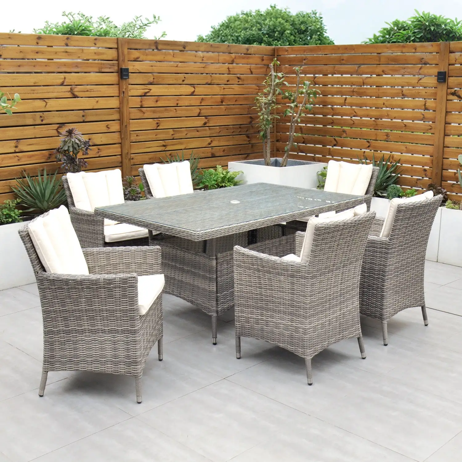 Oxford - 6 Seat Set With Rectangle Table (Grey) - Image 13