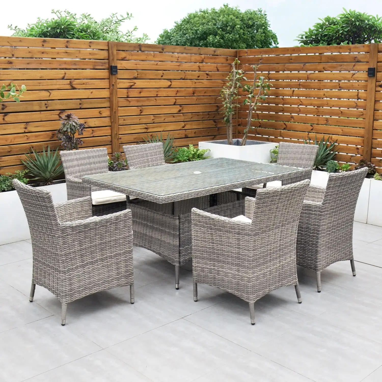 Oxford - 6 Seat Set With Rectangle Table (Grey) - Image 17