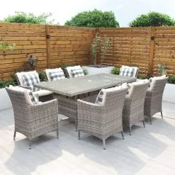 Oxford - 8 Seat Set With Rectangle Table (Light Grey)