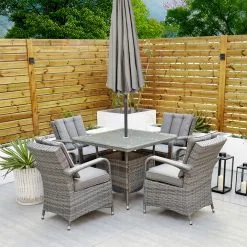 Ottawa - 4 Seat Set With Square Table (Grey)