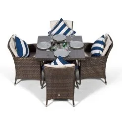 Montreal - 4 Seat Set With Square Table & Ice Bucket (Dark Brown)