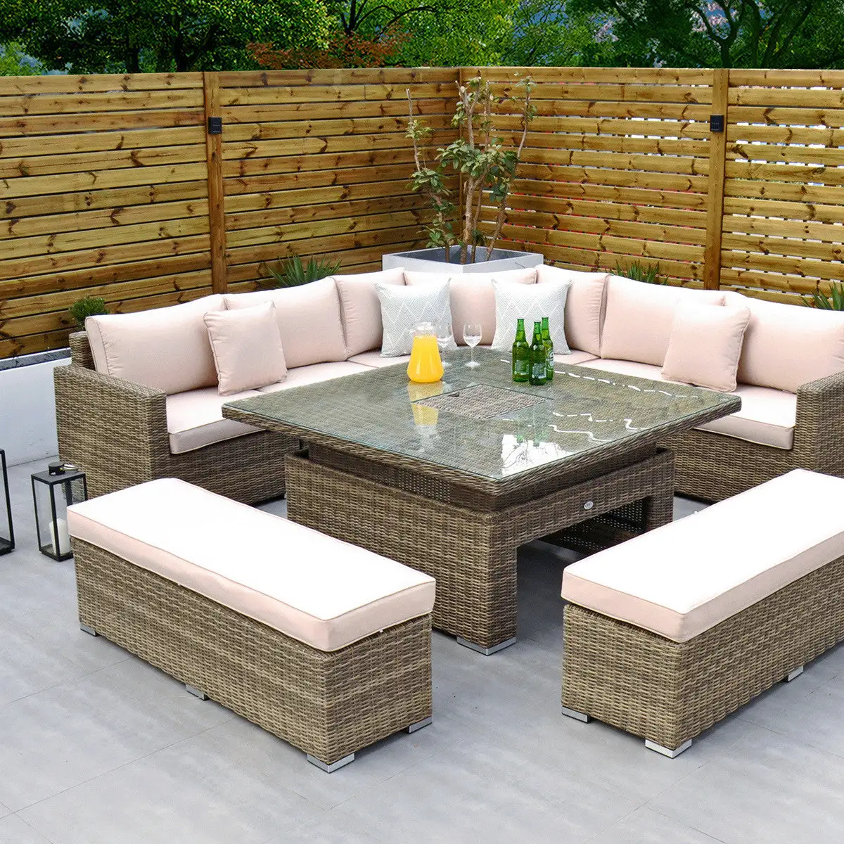 Rathwood RW - Extra Long Corner Sofa Set With Rising Table